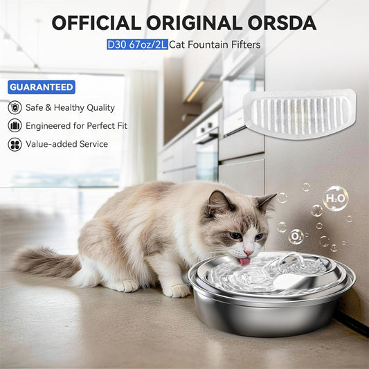 Cat Water Fountain Filters, Replacement Filters Carbon, Resin Filter ONLY for D30 67Oz/2L Automatic Cat Fountain Dog Water Dispenser, 4 Filtration System (6 PCS Filters)