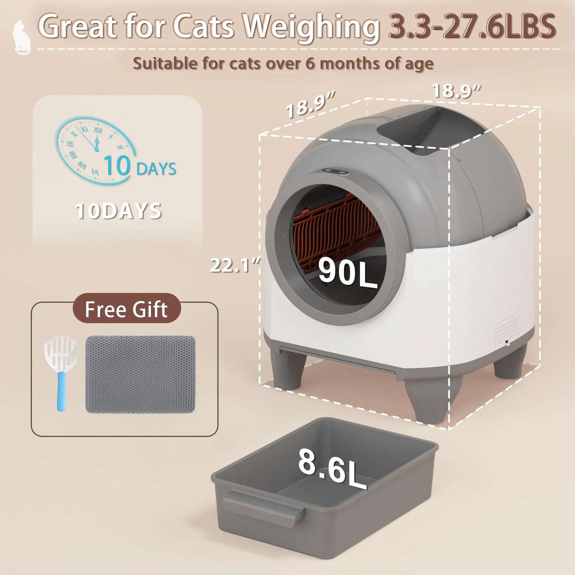 Warcat Smart Low-Noise Auto-Cleaning Litter Box 90L Self Cleaning Cat Litter Box App-Controlled via 2.4G Wifi with Smart Sensors, Safety Protection, Easy Maintenance, Easy Setup & Clean #Summeressentials #Tiktokshopdealsforyoudays #Tiktokshopmemorialday
