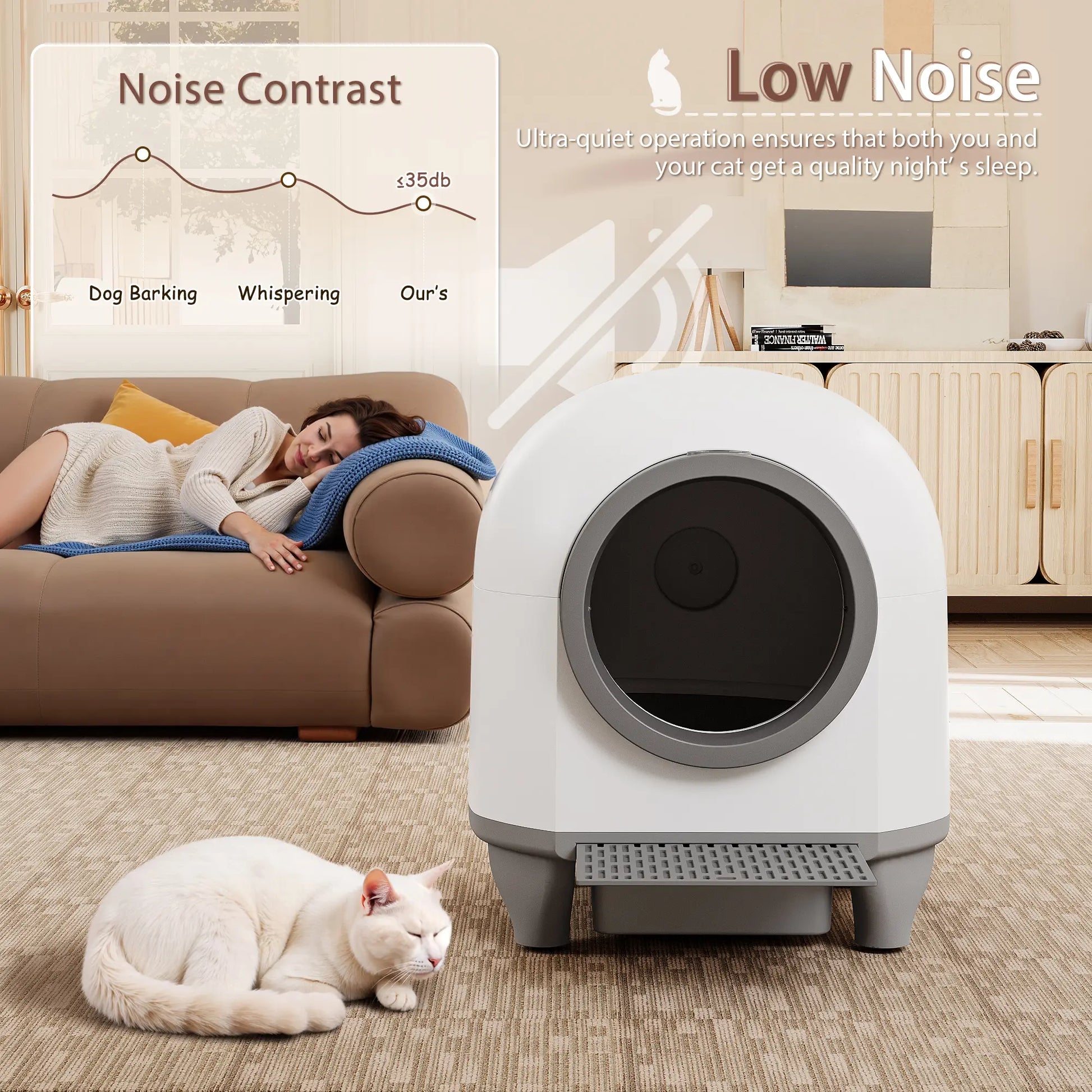 Warcat Smart Low-Noise Auto-Cleaning Litter Box 90L Self Cleaning Cat Litter Box App-Controlled via 2.4G Wifi with Smart Sensors, Safety Protection, Easy Maintenance, Easy Setup & Clean #Summeressentials #Tiktokshopdealsforyoudays #Tiktokshopmemorialday