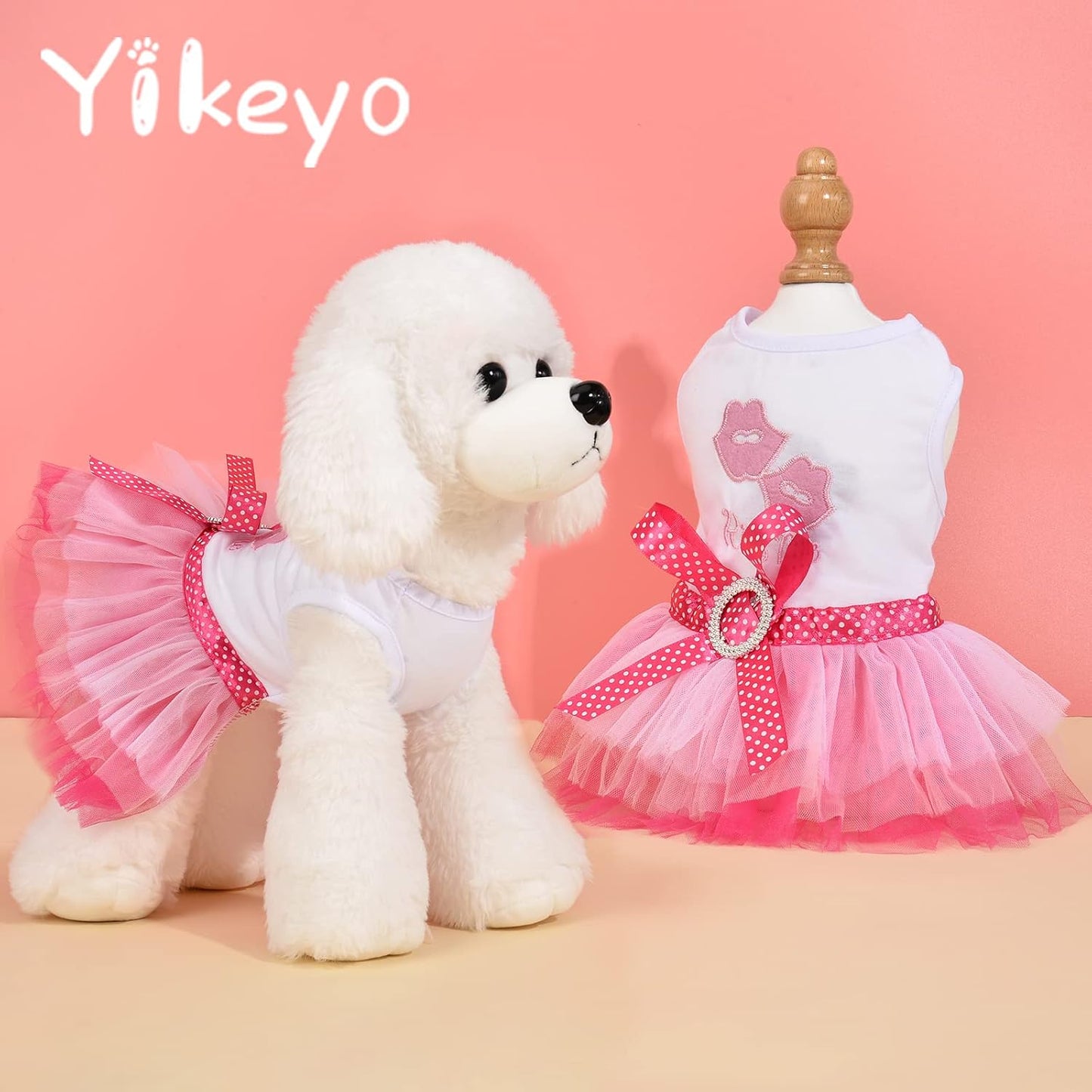 Dog Dress for Small Dog Girl Yorkie Chihuahua Clothes Pet Puppy Lace Tutu Vest Skirt Dog Princess Costume Clothing,Set of 2 (Green + Pink, X-Small)