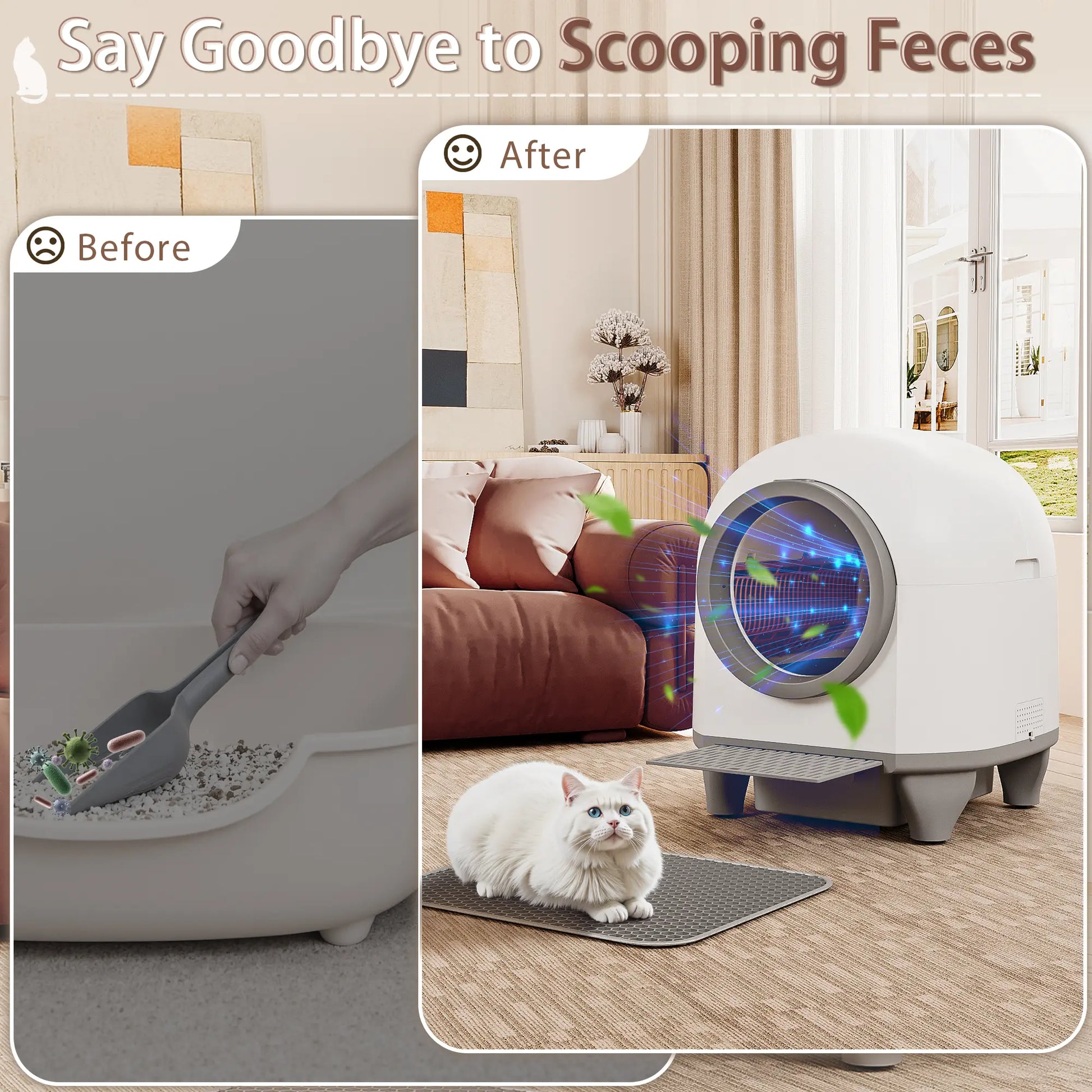 Warcat Smart Low-Noise Auto-Cleaning Litter Box 90L Self Cleaning Cat Litter Box App-Controlled via 2.4G Wifi with Smart Sensors, Safety Protection, Easy Maintenance, Easy Setup & Clean #Summeressentials #Tiktokshopdealsforyoudays #Tiktokshopmemorialday