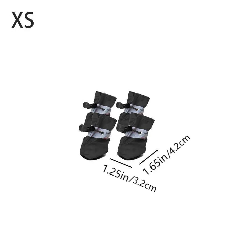 Reflective Pet Shoes, 4 Counts Waterproof Soft Bottom Dog & Puppy Shoes, Non-Slip Pet Boots, Oxford Cloth Pet Paw Protectors, Dog & Cat Clothing, Clothes